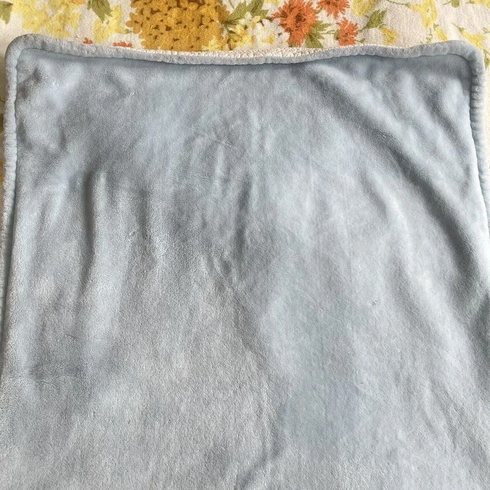 Carter's Plush Baby Blanket Blue Fleece Bear White Sherpa Security Lovey‎ Rare